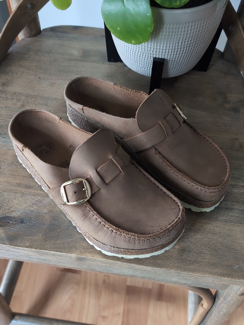 Birkenstock Buckley Clog - Oiled Leather 38 Regular Cognac Brown Tan